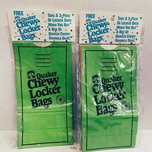 Vintage 2 Packs Lunch Bags 1989 Quaker Chewy Locker Bags Bright Colors Promo